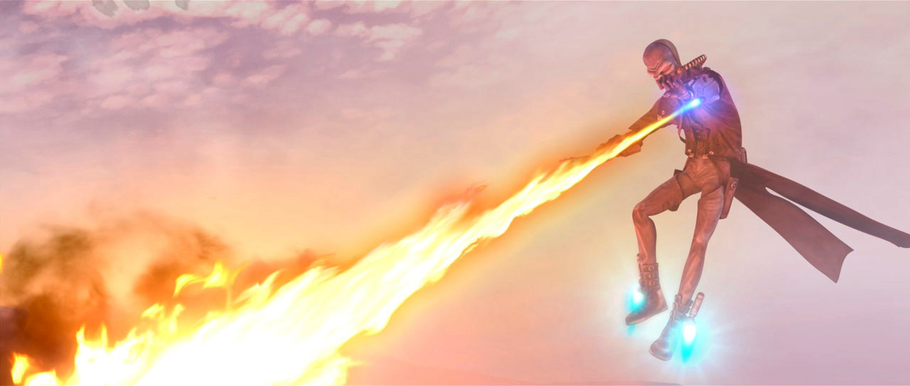 Rocket boots equipped with Mitrinomon jetpack thrusters